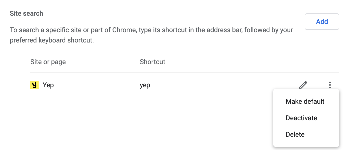 Chrome search engine settings